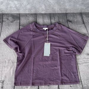 Johnny Was Calme Raglan Cropped Sweatshirt in Mug Purple